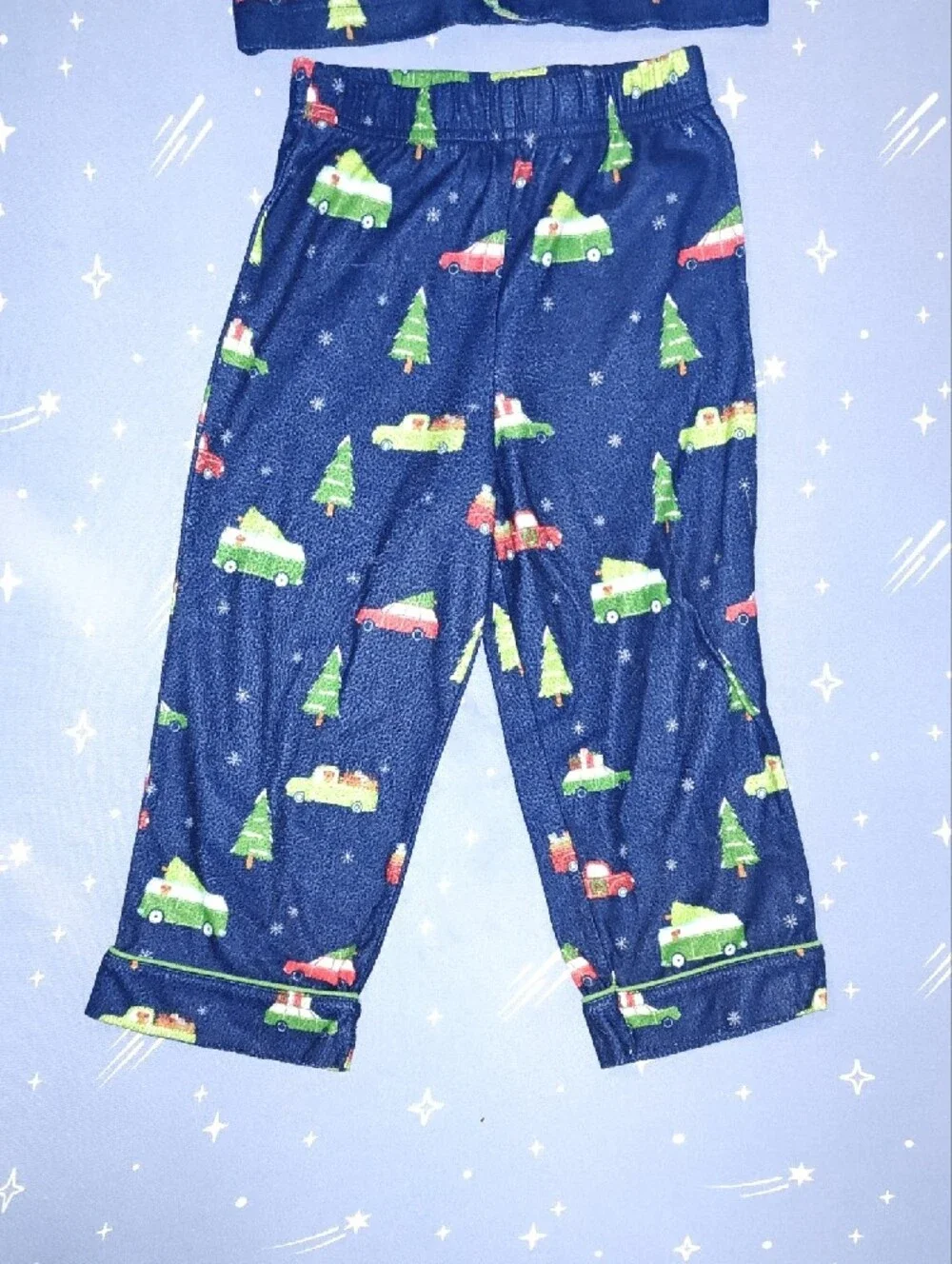 Kids Navy Blue Holiday Truck Print Pajama Set